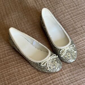 J. Crew Kids Glitter Ballet Flats in Gold and Silver